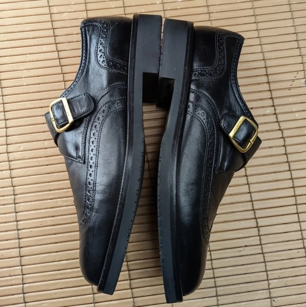 BALLY of Switzerland Vasano Fullerton Mens Single Monk Strap Wingtip Black leath